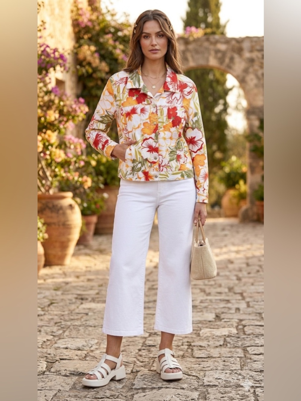 Floral Print Jean Jacket - Multi Floral
